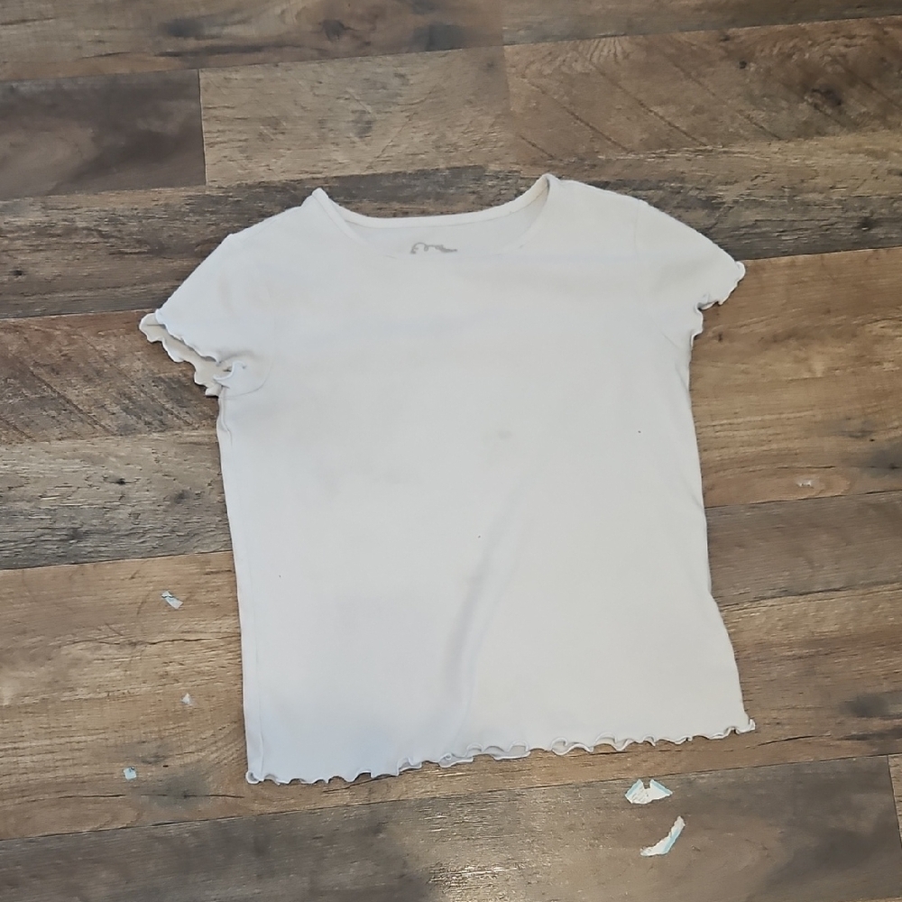 White Fitted Ribbed Short Sleeve Tee